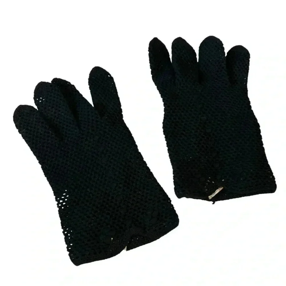 Vintage Italian Crochet Fishnet Gloves by Calvone Elegant Stretch Dress Gloves